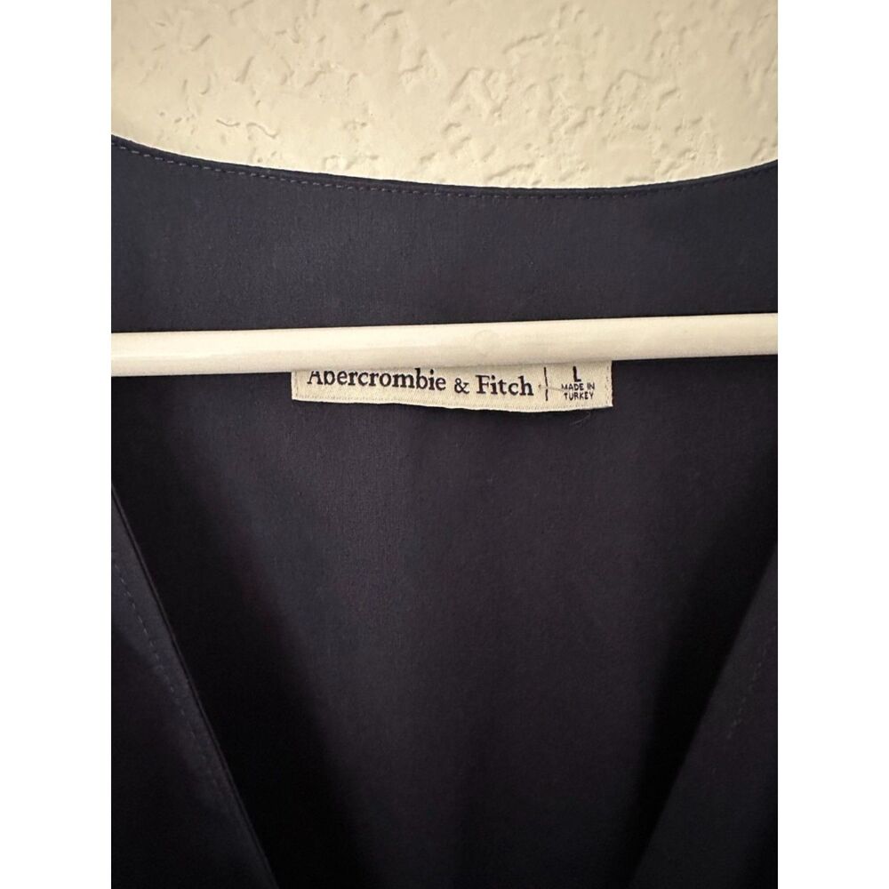 Abercrombie & Fitch Navy Poplin Twist Waist Midi Dress Size Large - Picture 9 of 11